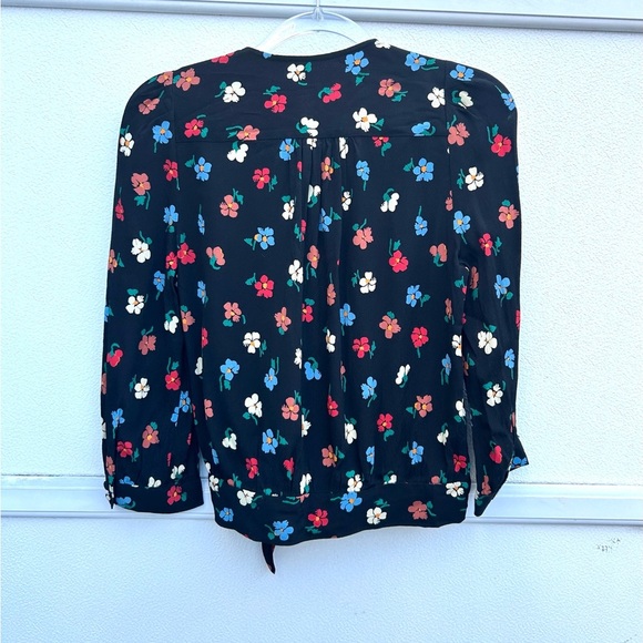 Madewell floral wrap shirt XXS black multi colorful cropped top party classic - Picture 12 of 13